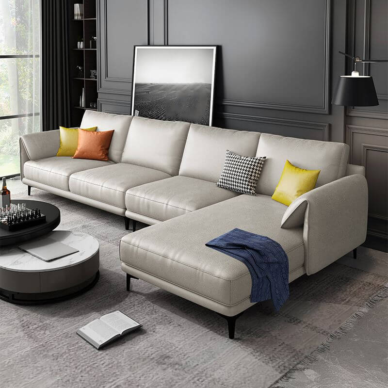 Home L-Shape Sectional Couch Traditional Recessed Arm Modular Sofa Secondary image