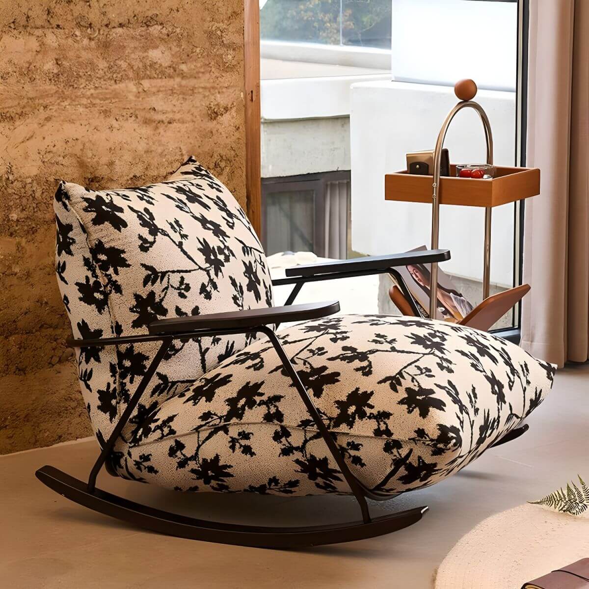 Modern Rocking Chair with Pillowed Back