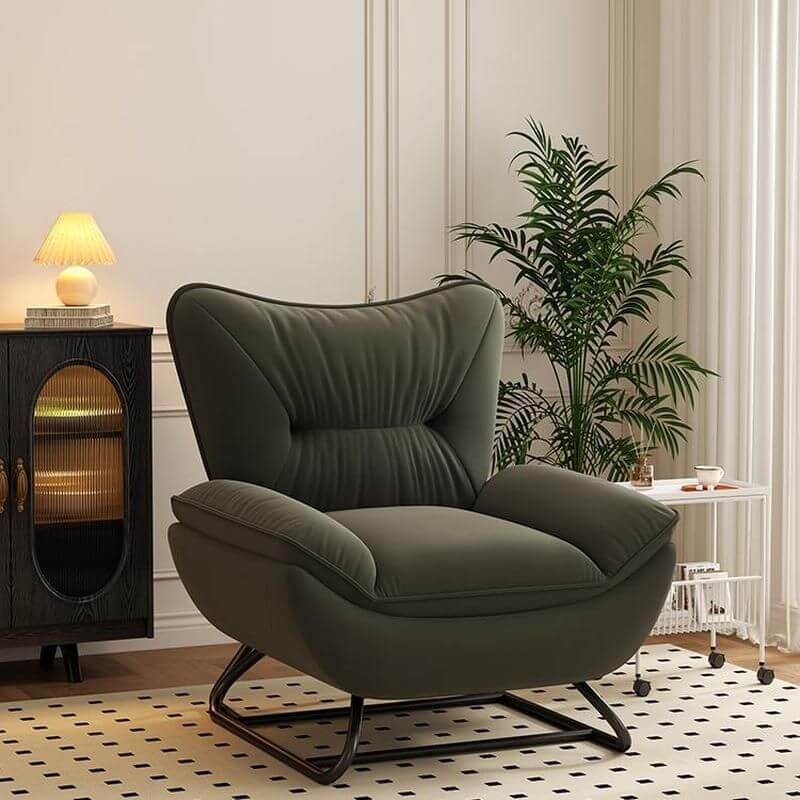 Indoor Modern Rocking Chair in Green Upholstery