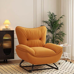 Indoor Modern Rocking Chair in Caramel Upholstery