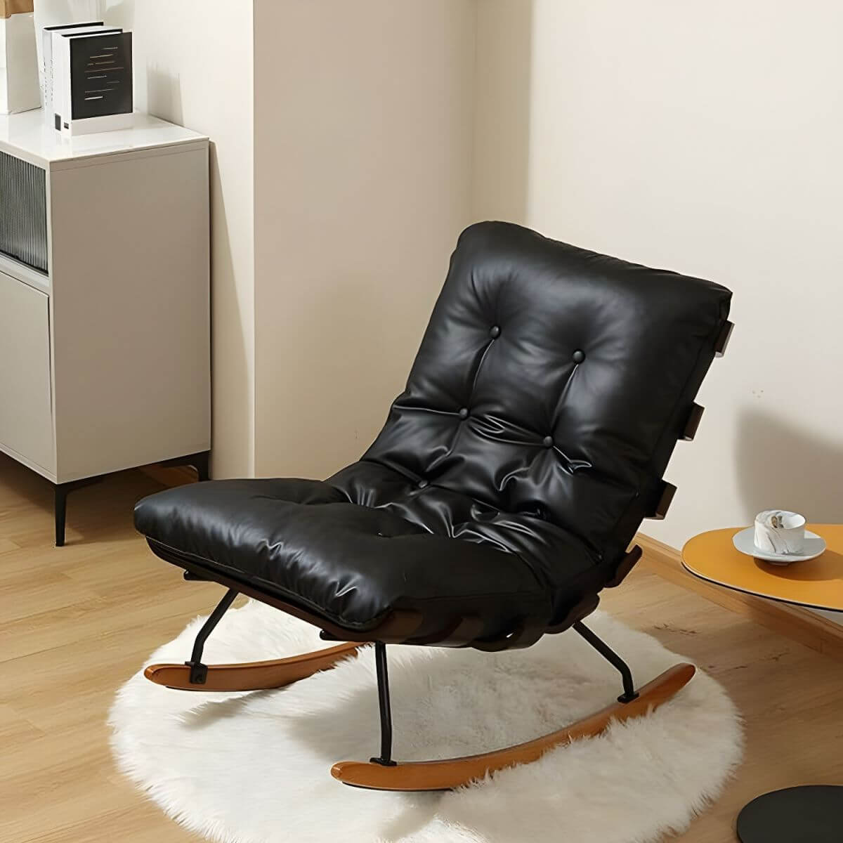 Indoor Modern Rocking Chair with Tufted Upholstered and Spindle Back Secondary image