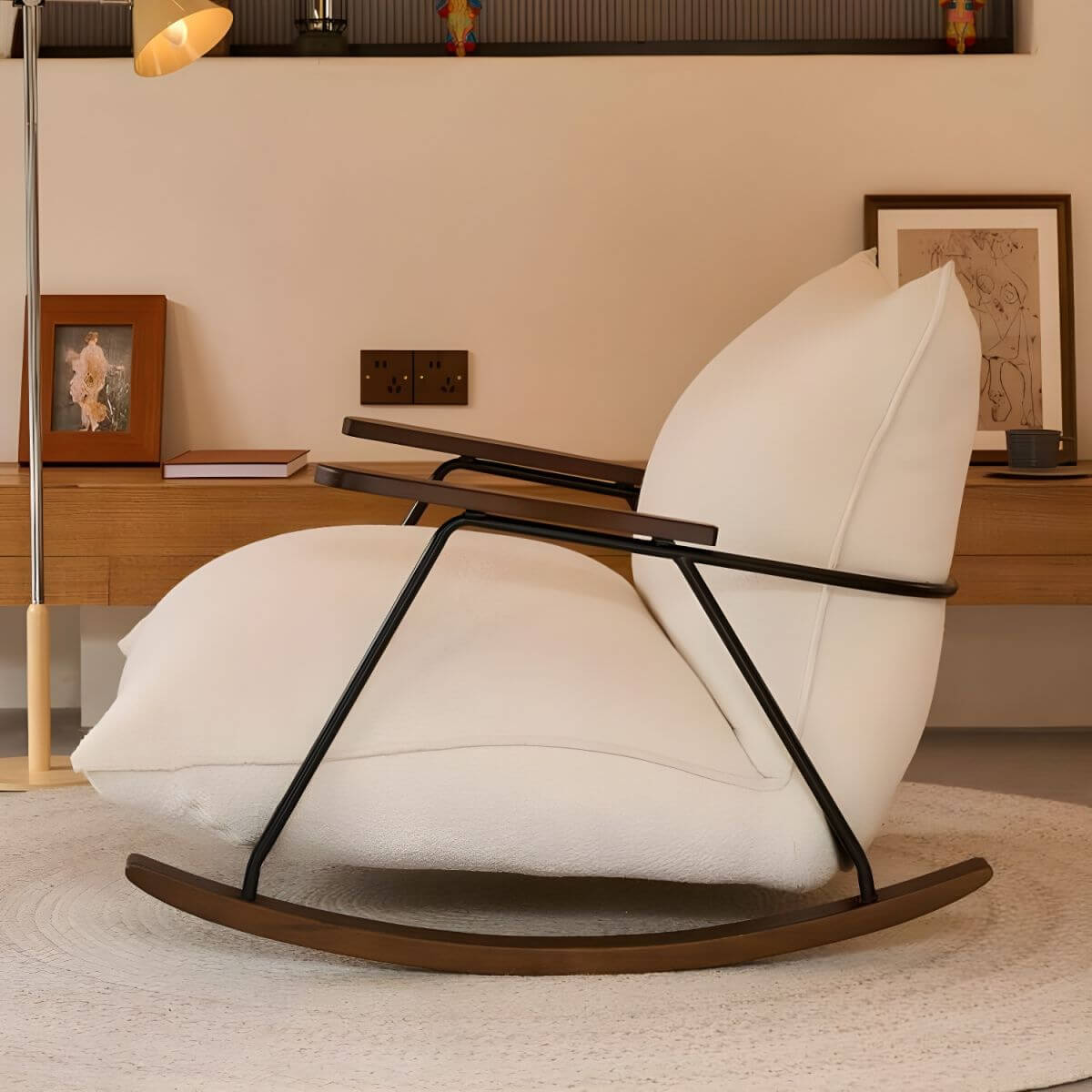 Indoor Modern Upholstered Rocking Chair front view