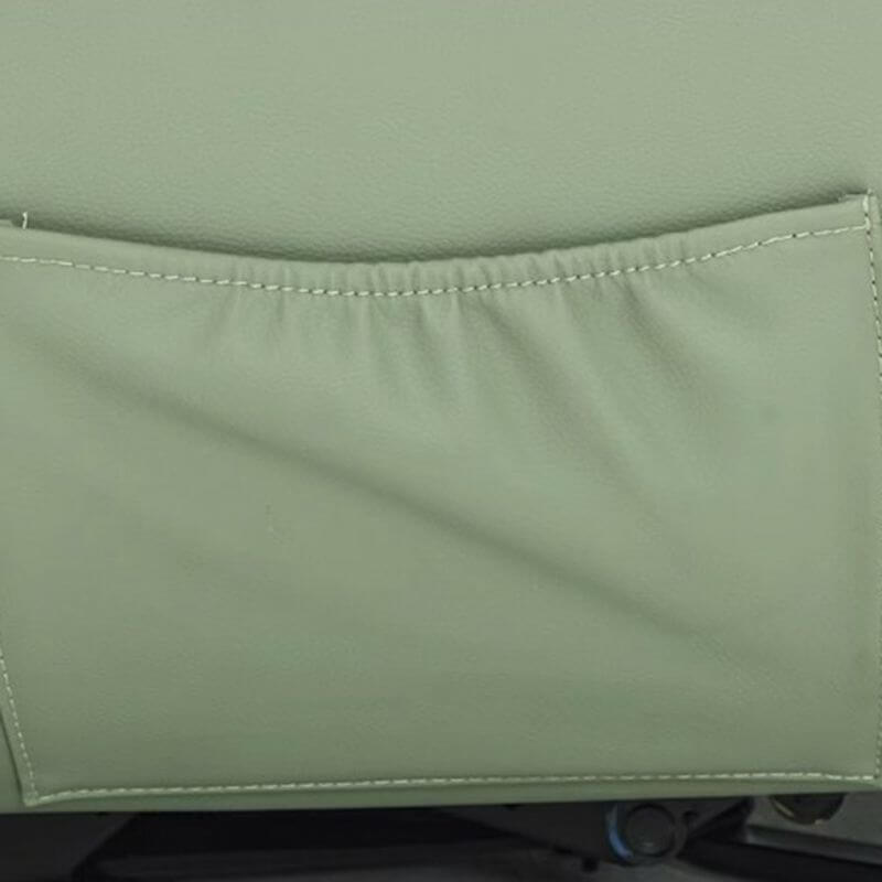 close-up of faux leather upholstery on recliner