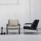 Industrial Pillow Back Armchair with contemporary design