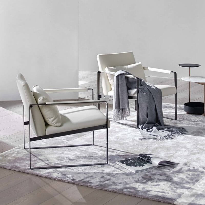 Side view of Industrial Pillow Back Armchair