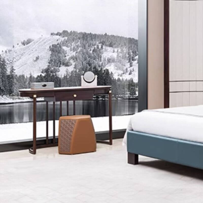 Industrial Style Round Pouf in Brown Hauptbild