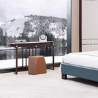 Industrial Style Round Pouf in Brown