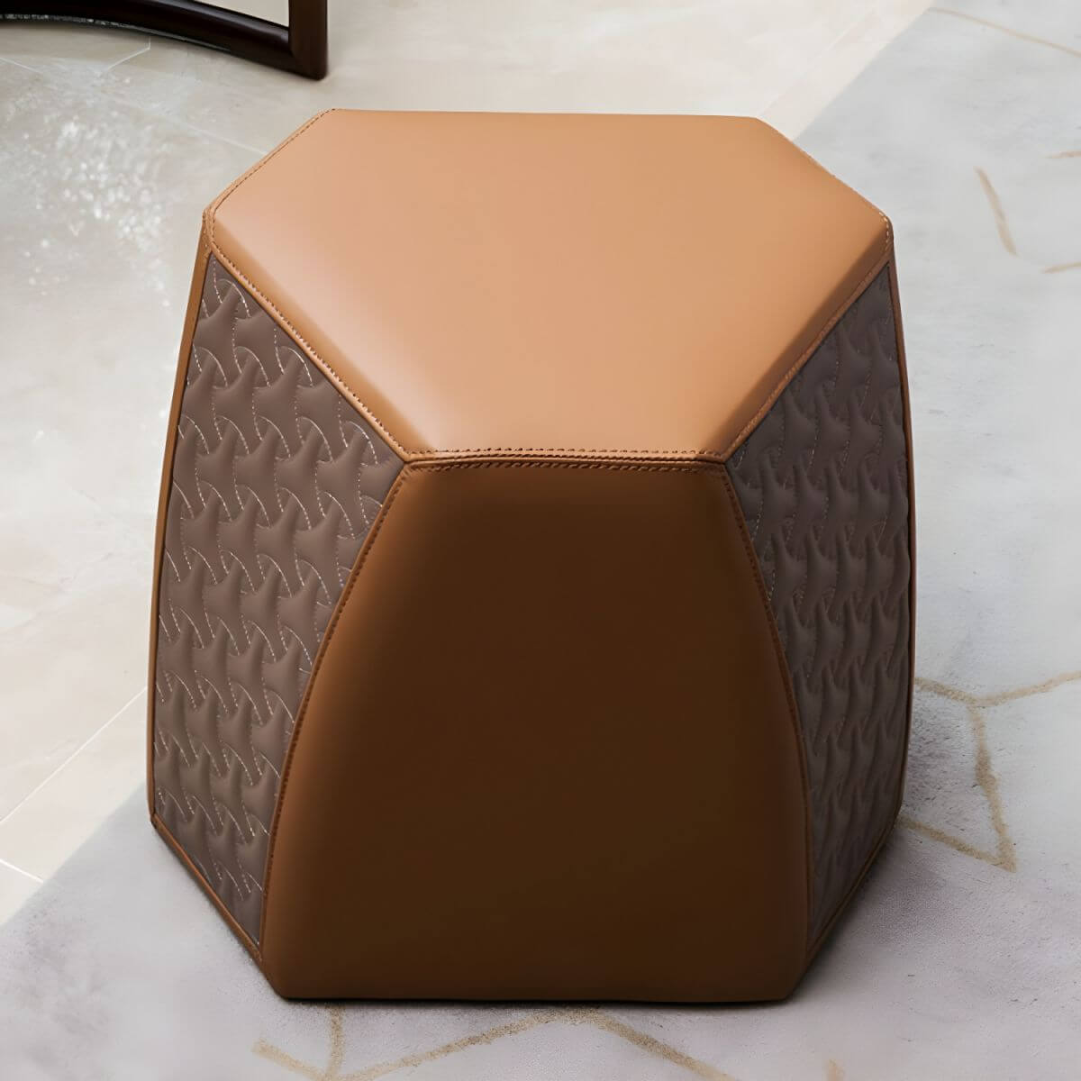 Puf Redondo Pequeño de Madera Estilo Industrial Para Salones con Estilo Imagen secundaria del producto