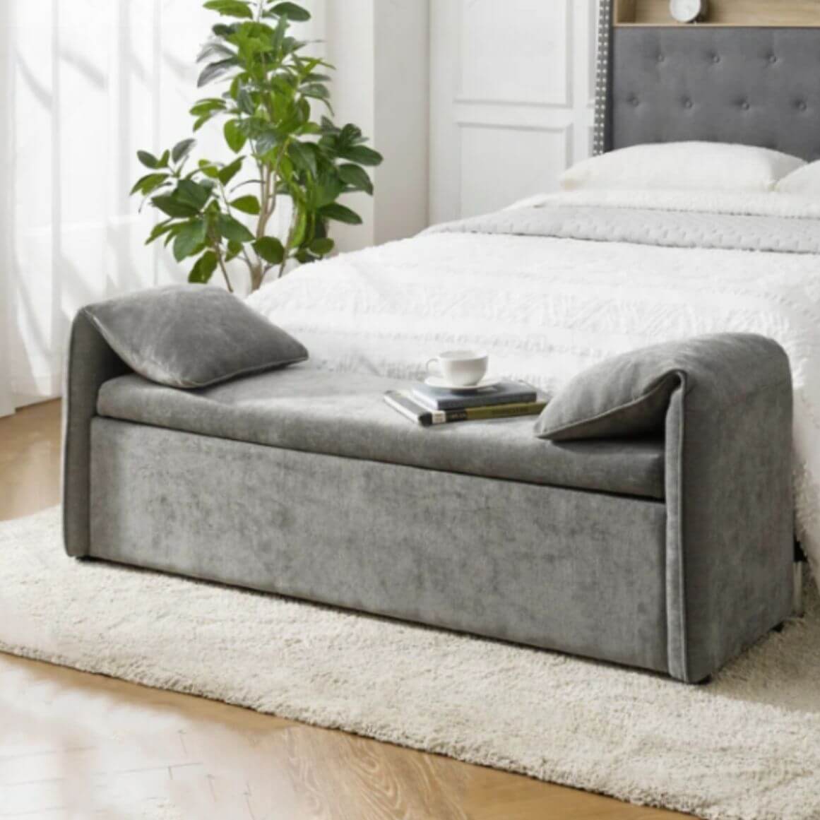 Ink Modish Upholstered Accent Bench Black Hauptbild