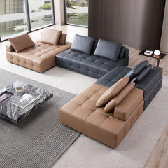 Ivory L-Shape Sectional Front View