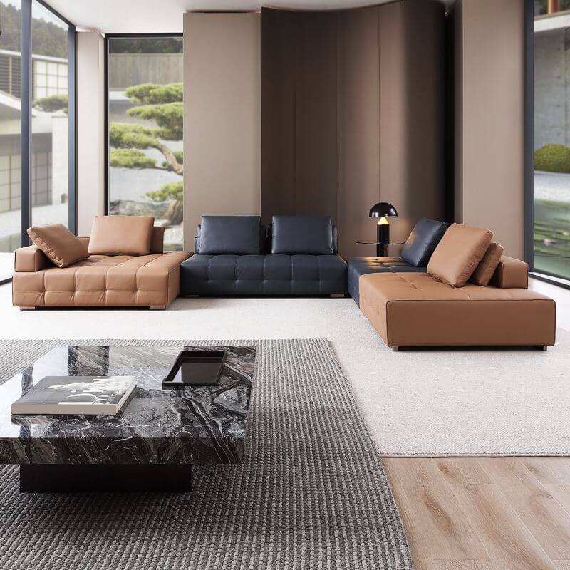 Sección en L de color marfil orientada a la izquierda, conjunto de 2 piezas para 3 personas, chaise resistente a las manchas Imagen secundaria del producto