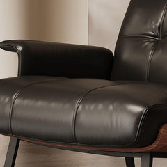 Full view of the leather armchair with a stylish decor