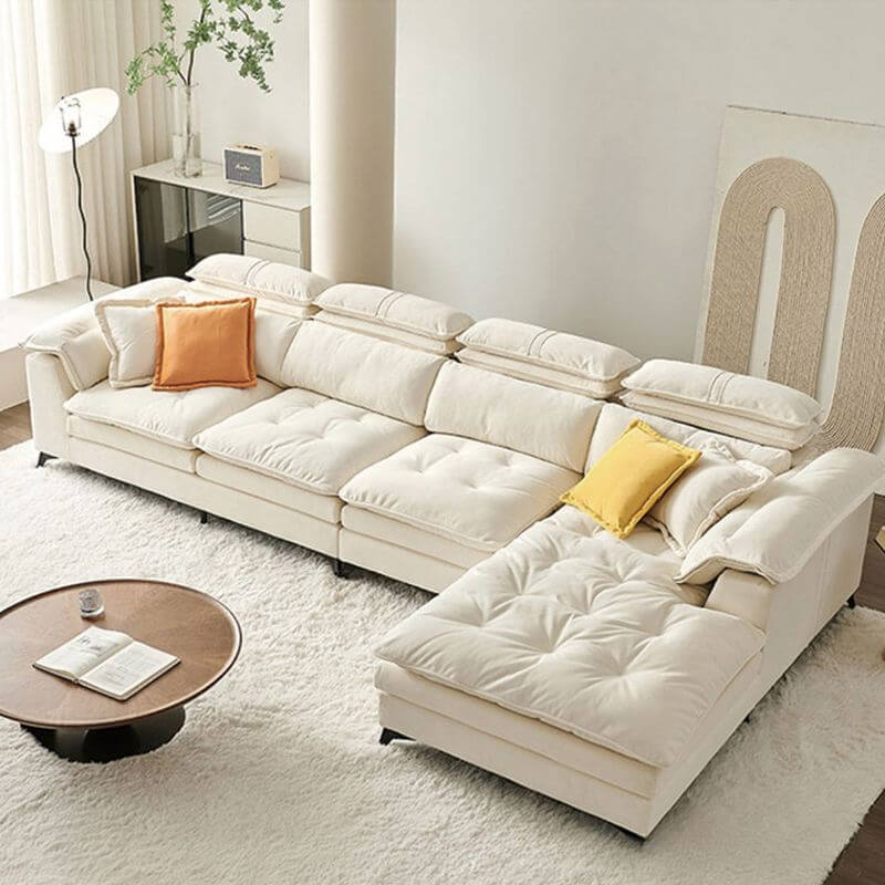 L-Shape Chalk Sofa Chaise Front View