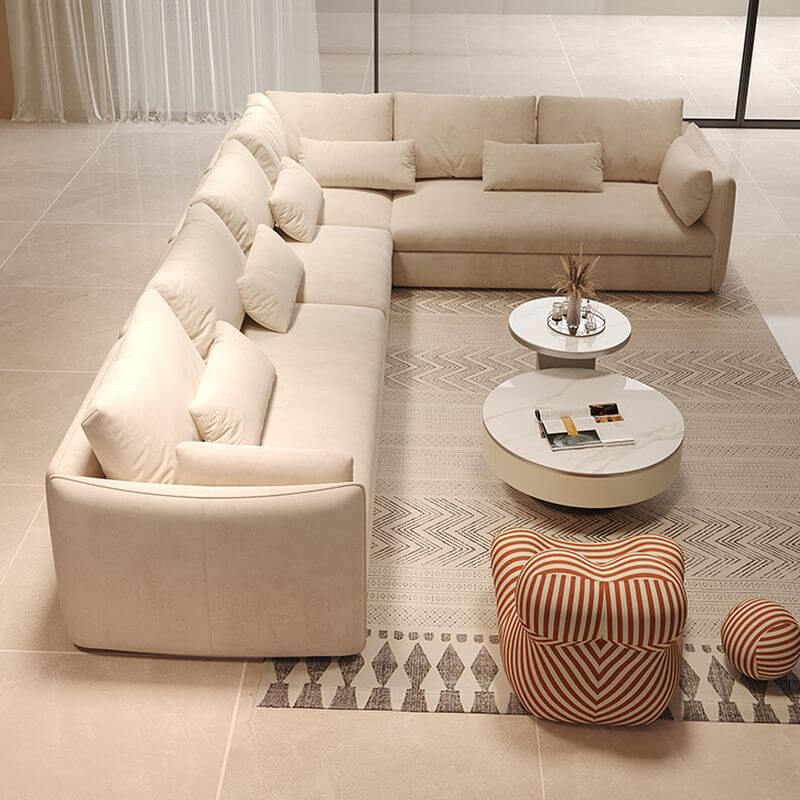 L-Form Eck-Sectional für 5 Personen mit 4-teiligem Set, linksseitiger Ausrichtung und verdeckter Unterstützung Zweitbild