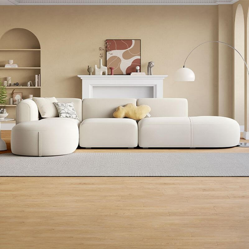 L-Shape Cream Corner Sectional in Living Room Hauptbild