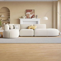 L-Shape Cream Corner Sectional in Living Room