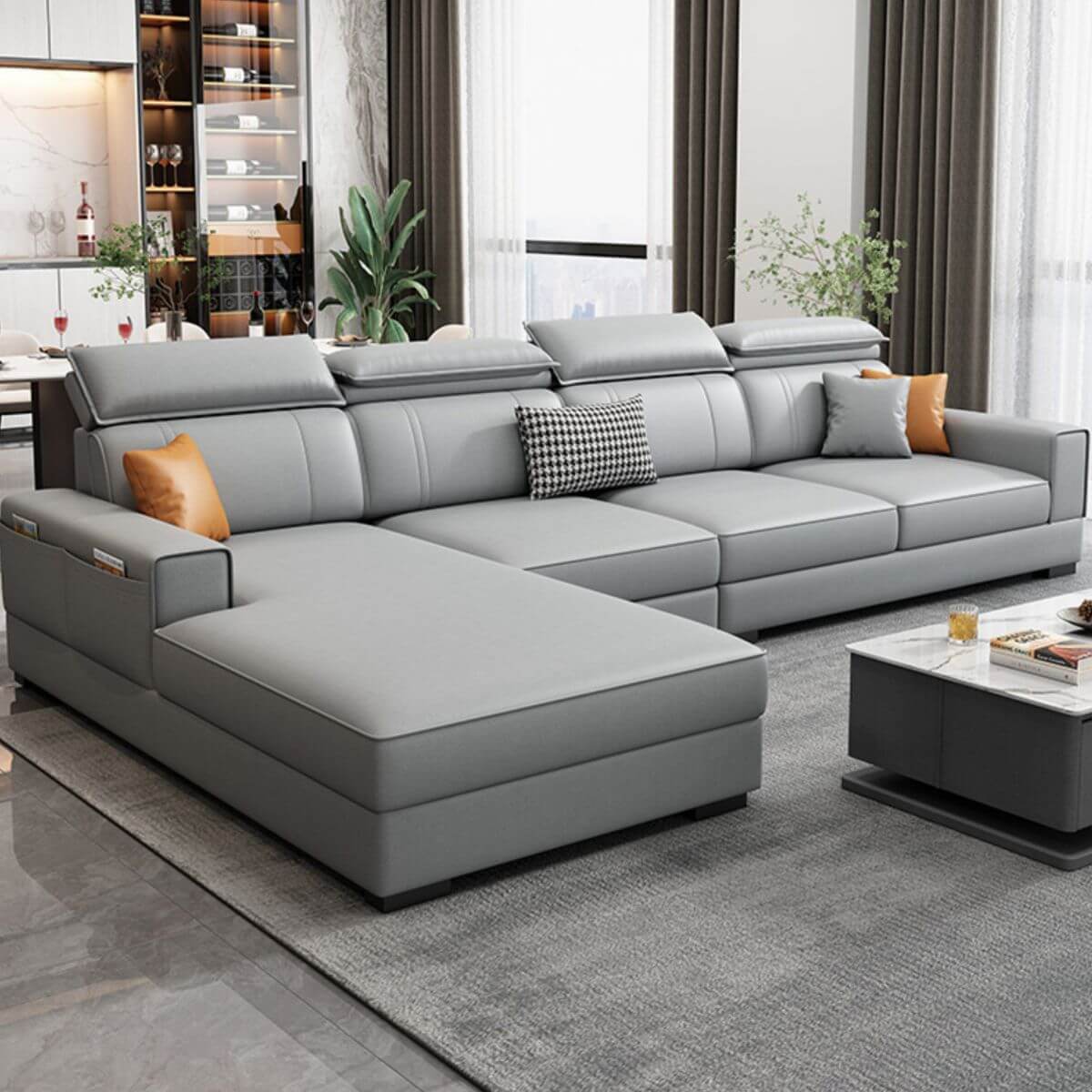 L-Shape Fungus-resistant Sofa Chaise from the side