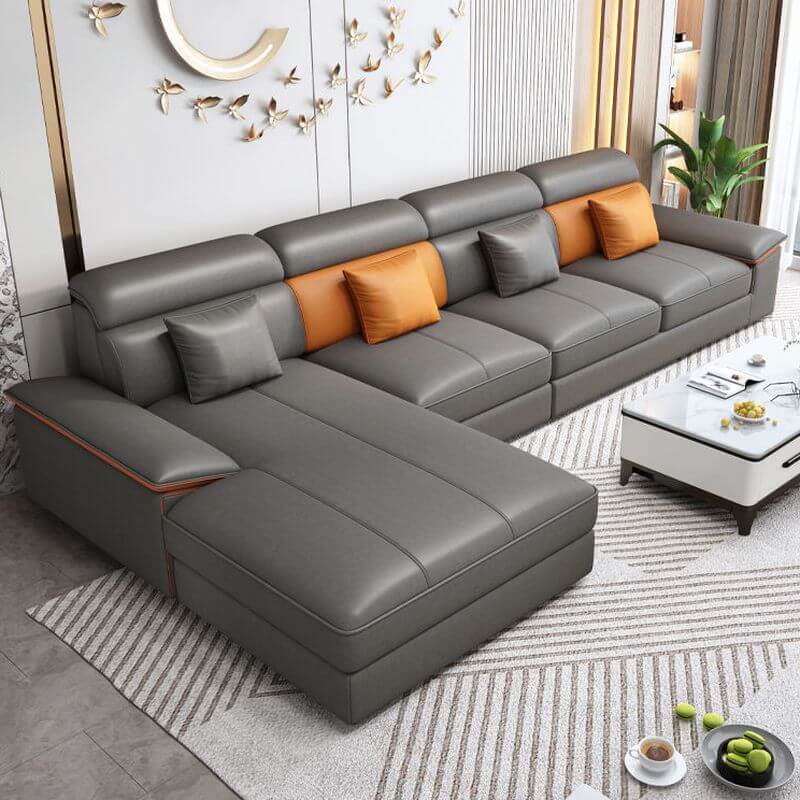 L-Shape Sofa Chaise in Grey