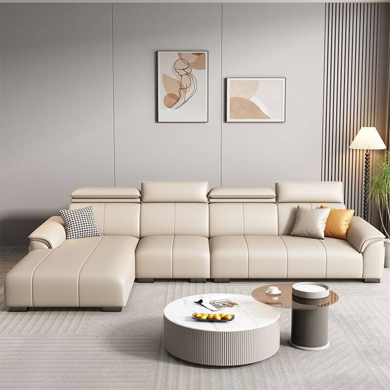 Sofá chaise en forma de L orientado a la izquierda con reposacabezas ajustable, para uso en sala de estar Imagen secundaria del producto