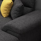 Midnight black accent on sofa arm