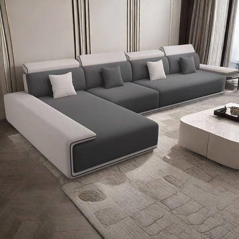 L-Shape sectional sofa in dove grey Imagen principal del producto