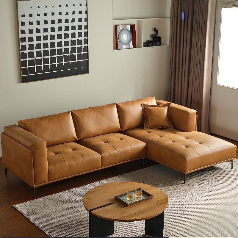 L-Shape Sofa Chaise amber color