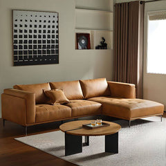 Modern amber L-shaped sofa in living room