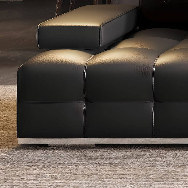 Comfortable L-Shape Black Sofa with Chaise