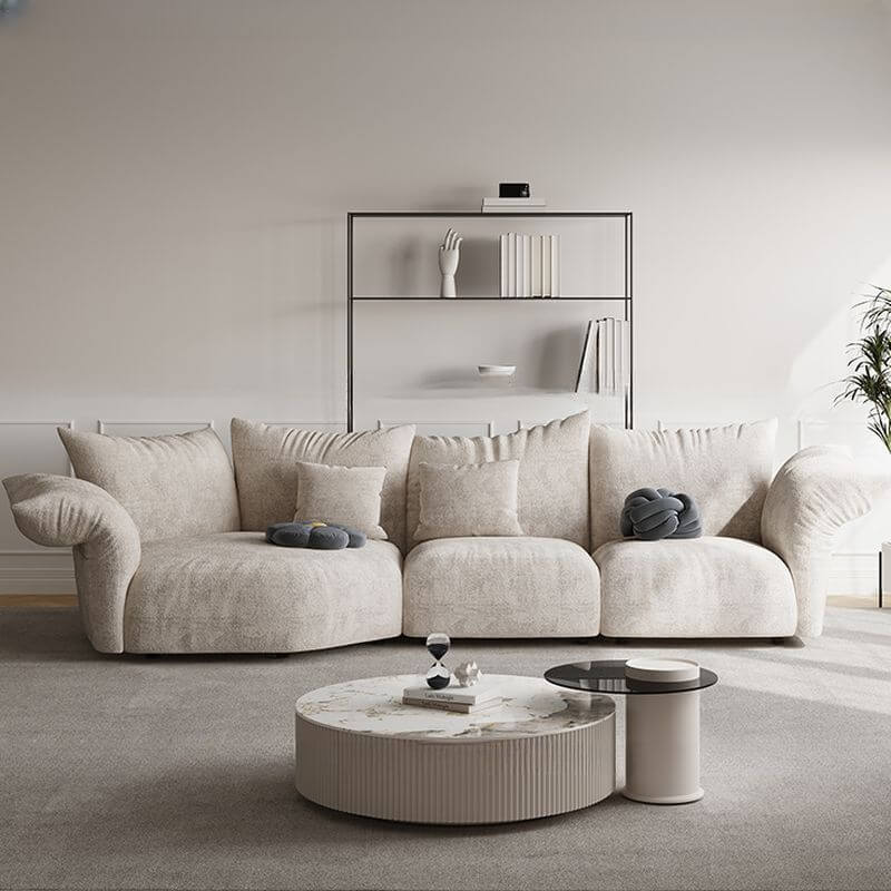 L-Shape Sofa Chaise in Cream from the side view