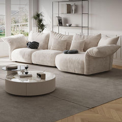 Elegant cream upholstery of the L-Shape Sofa Chaise