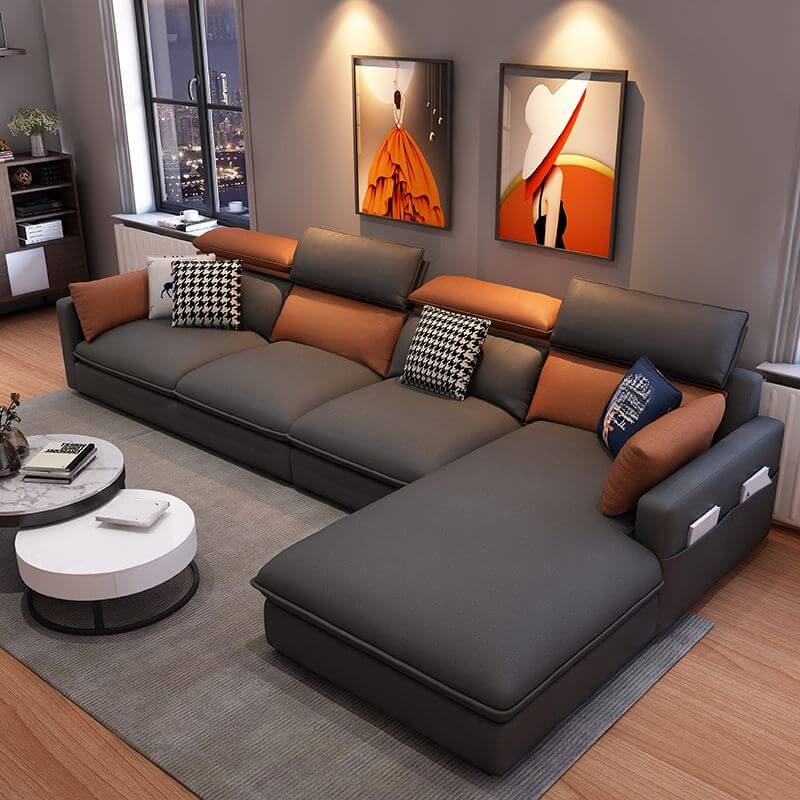 L-Shape Sofa Chaise with Adjustable Headrest Secondary image