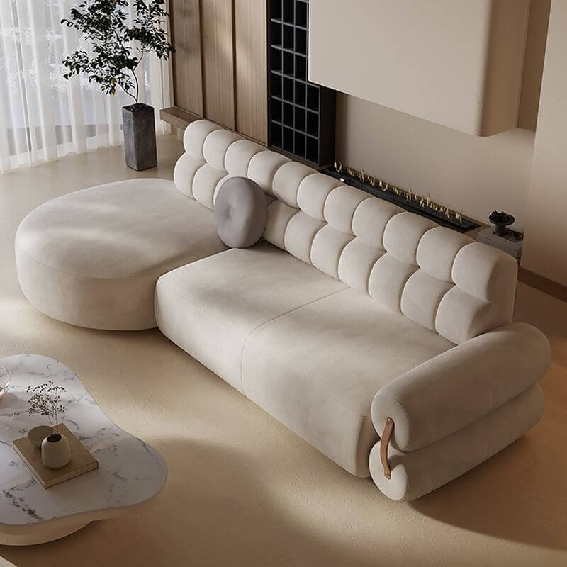 L-Shape Sofa Chaise with Channel Back