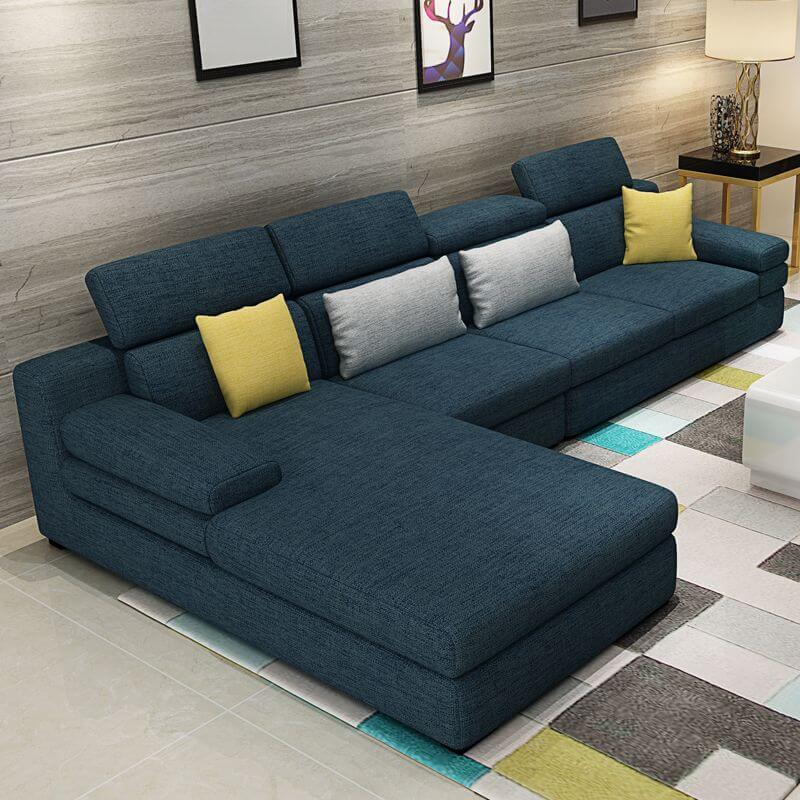 L-Shape Sofa Chaise with Left Hand Facing Orientation, Standard Foam Seat, Adjustable Headrest, and Concealed Support Secondary image