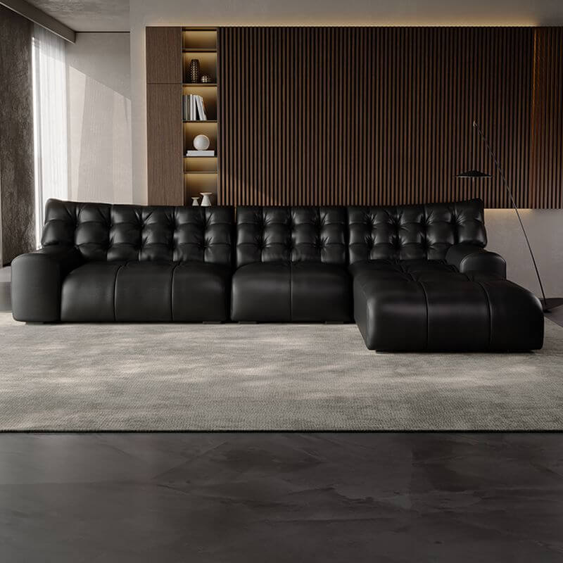 L-Shape Sofa Chaise with tufted back