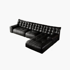 Elegant black sofa with tufted detail