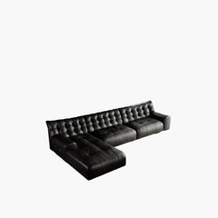 Black button-tufted L-Shape sofa