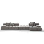 Family enjoying movie night on sofa