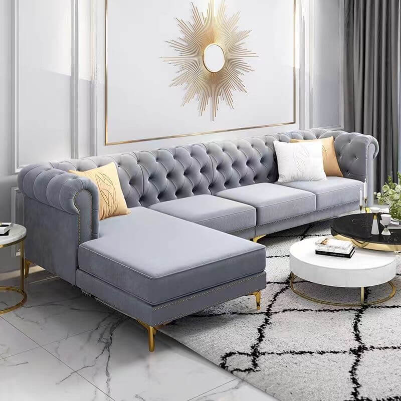 L-Shape Sofa Recliner with Tufted Back