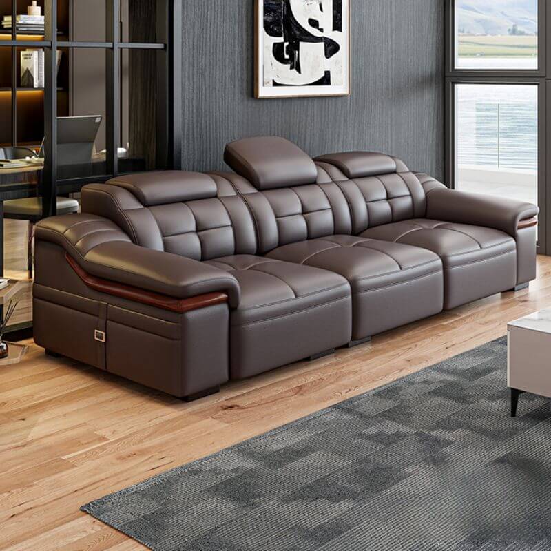 L-Shape Stain Resistant Sofa Chaise in Faux Leather, Includes 2 Pc/3 Piece Set with Square Arm and Chaise Component, Left Orientation Secondary image