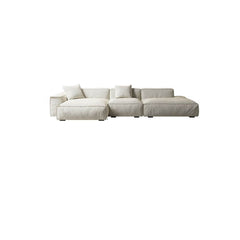 L-Shape White Upholstered Sofa Recliner in a modern living room