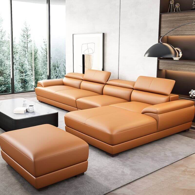 L-Shape Cocoa Sofa in Living Room