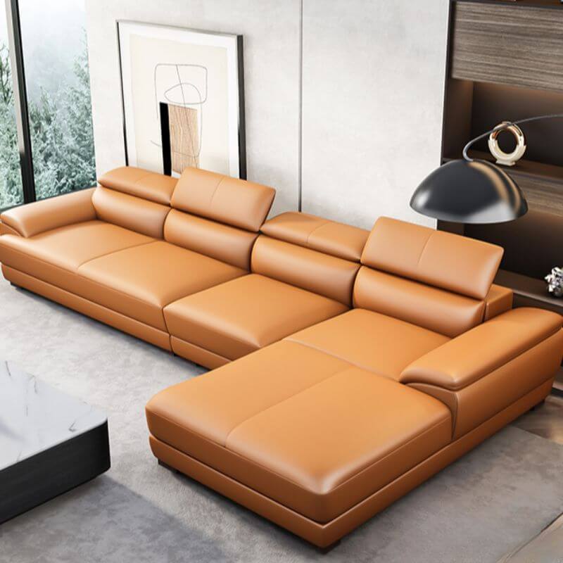 L-Shape/Straight Cocoa Sofa/Sofa Chaise with Right/Horizontal Orientation Secondary image