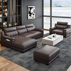 L-Shape Sofa Chaise in Chestnut