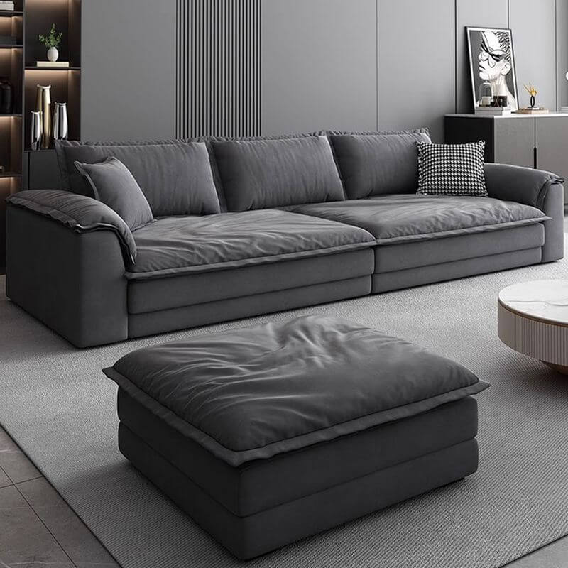 Straight sofa couch with concealed support