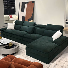 L-Shape Sofa in Dark Green - Side View