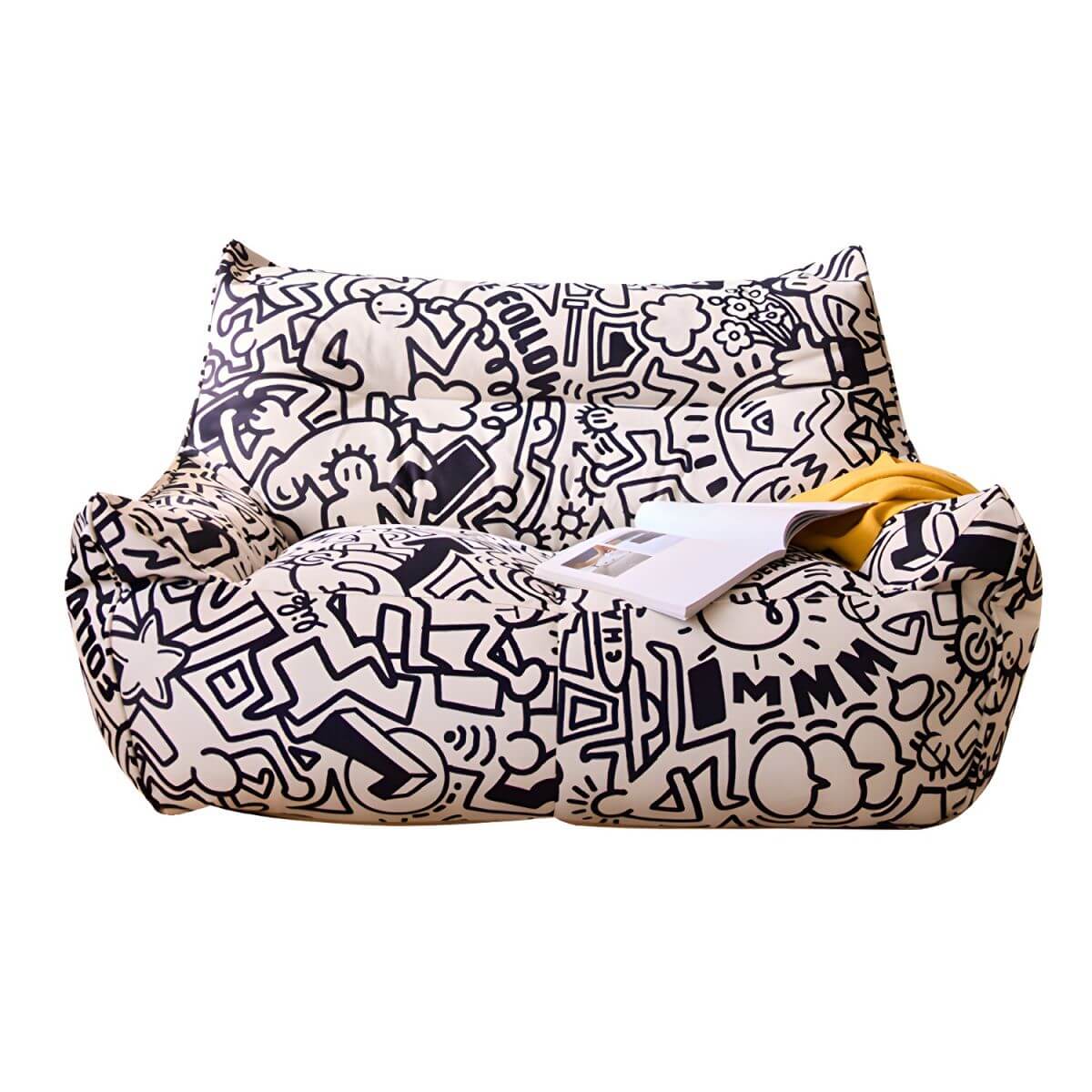 Cozy flannel cartoon-themed bean bag