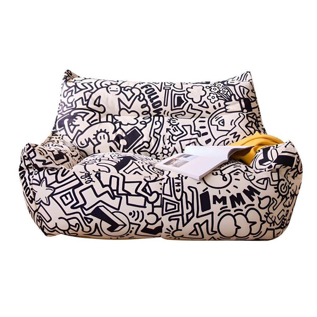 Cozy flannel cartoon-themed bean bag