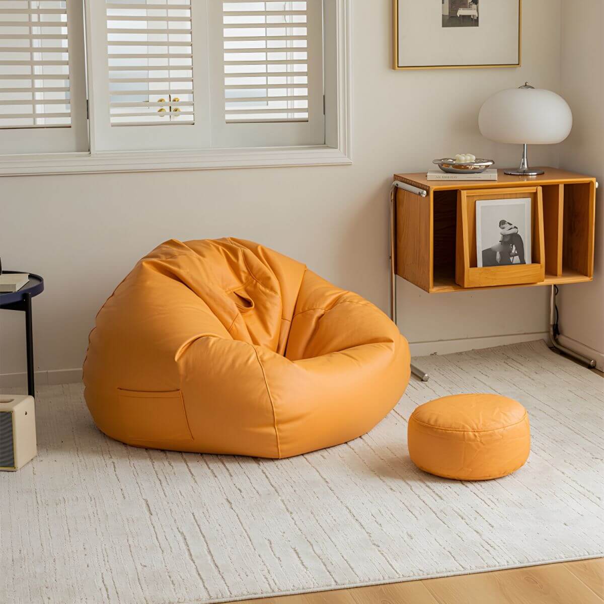 Large indoor bean bag chair in light gray