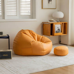 Large indoor bean bag chair with storage ottoman