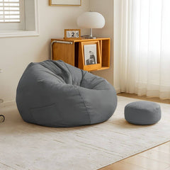 Large indoor bean bag chair in light gray